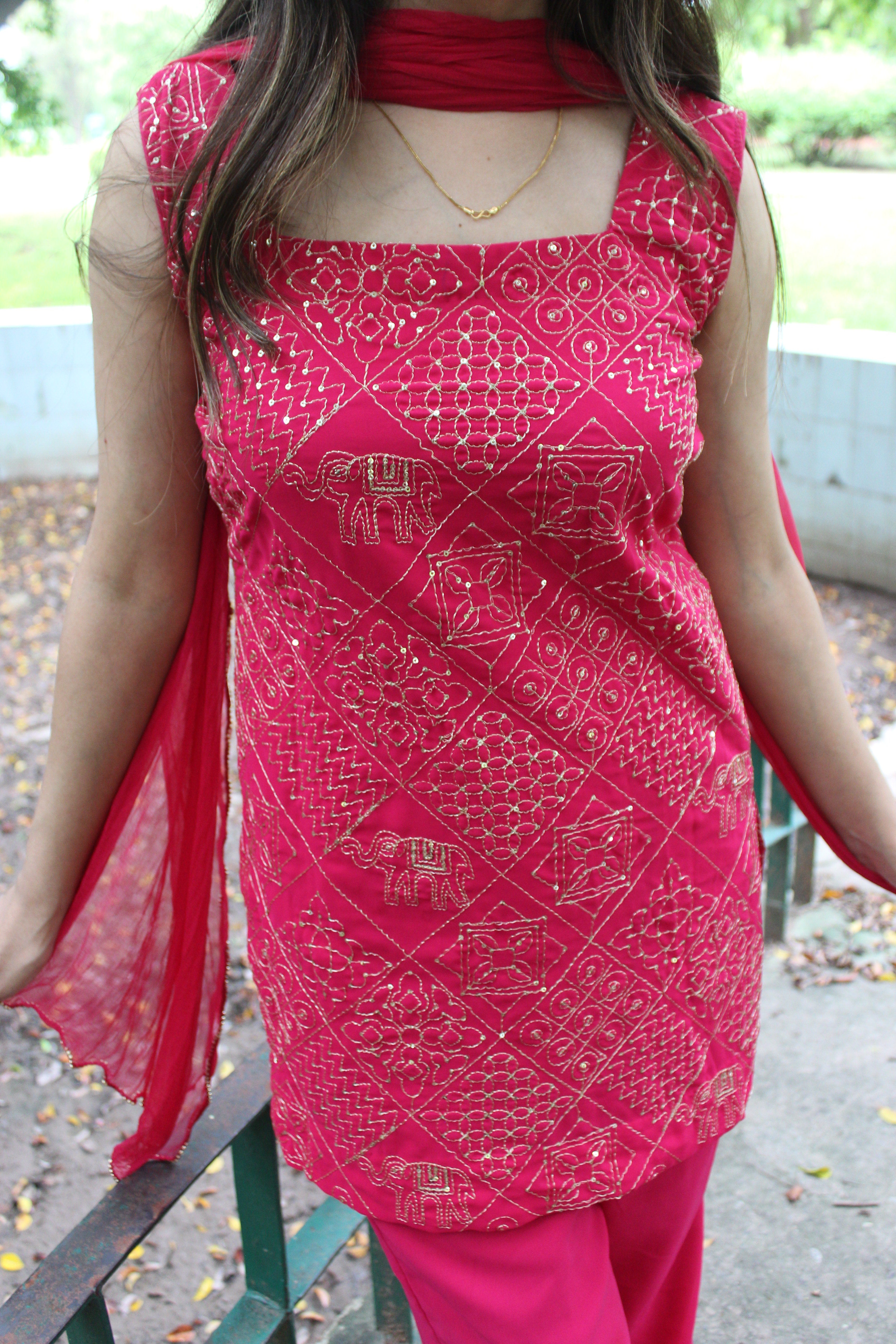 georgette fabric Parallel Suit with Dupatta