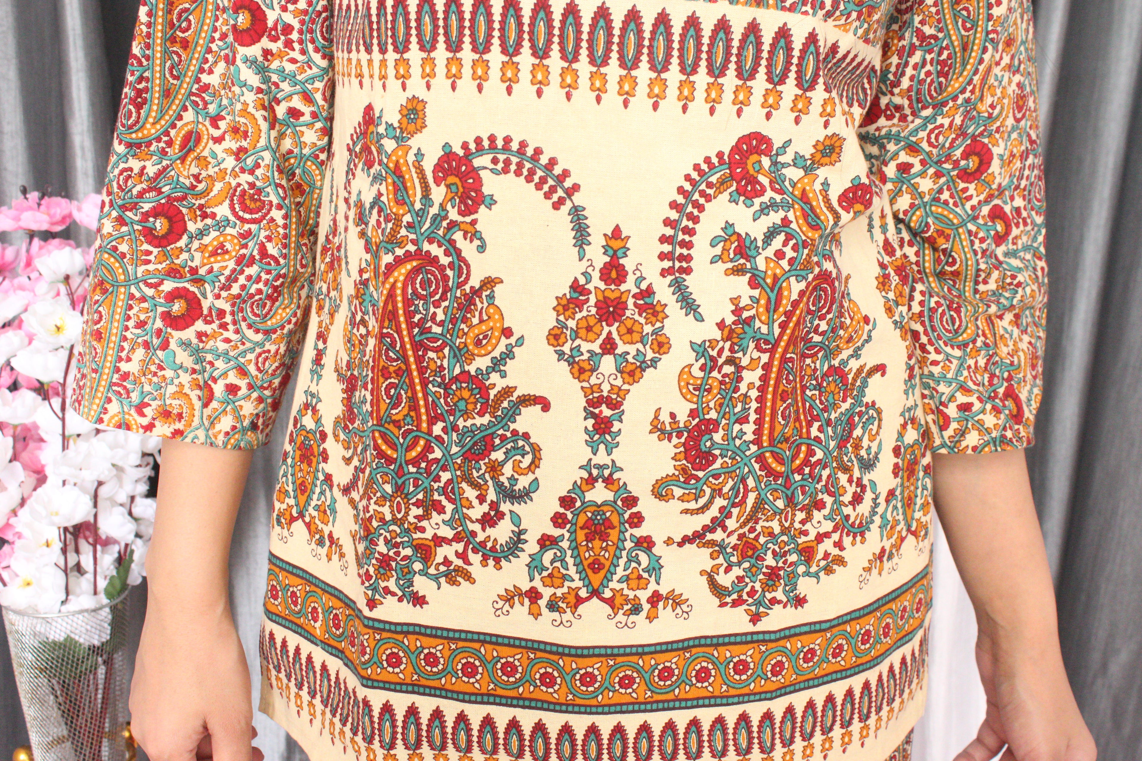 Palazzo Top Co-Ord Set Jaipuri Print Cotton Fabric Co-Ord Set ( Top & Palazzo )