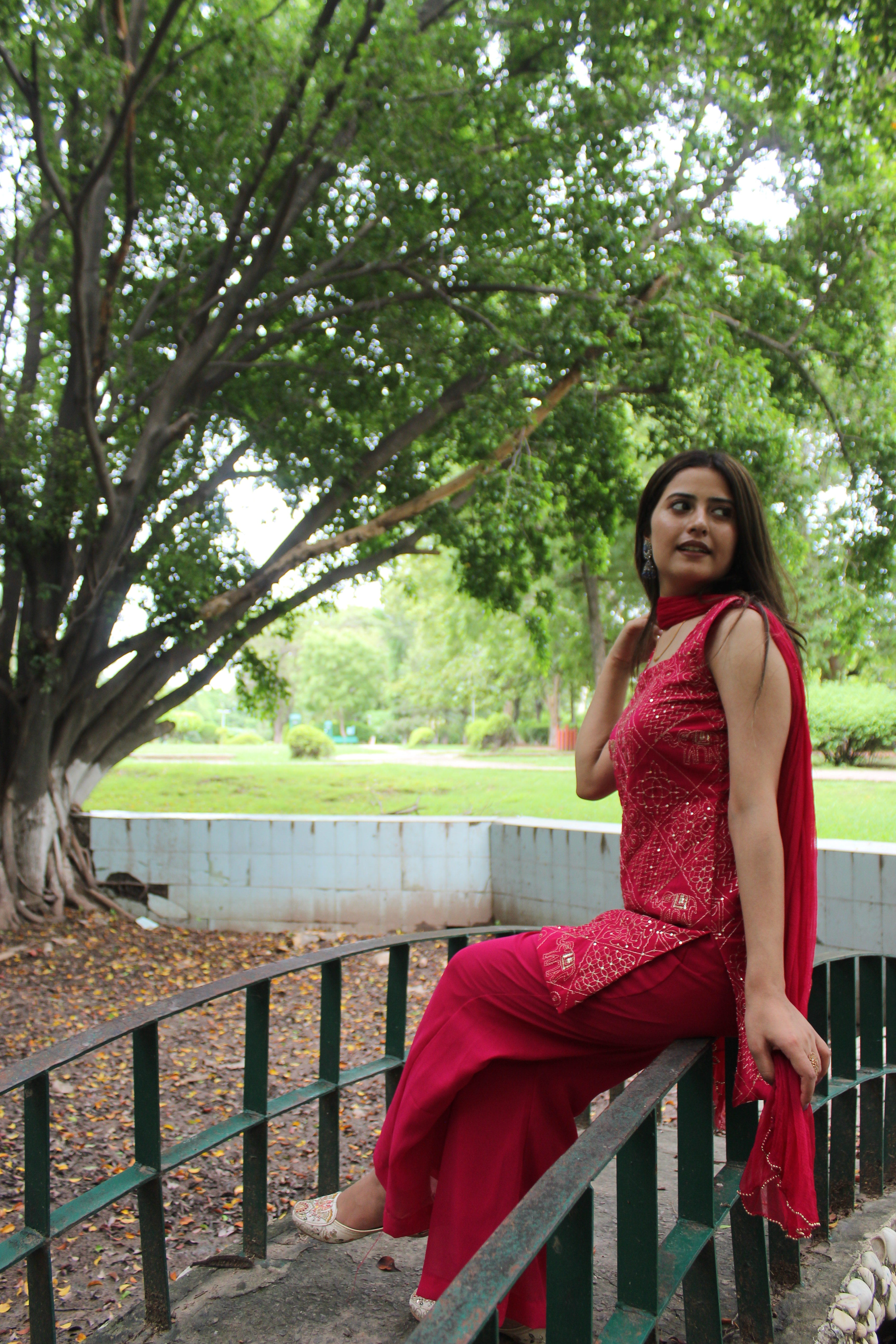 georgette fabric Parallel Suit with Dupatta